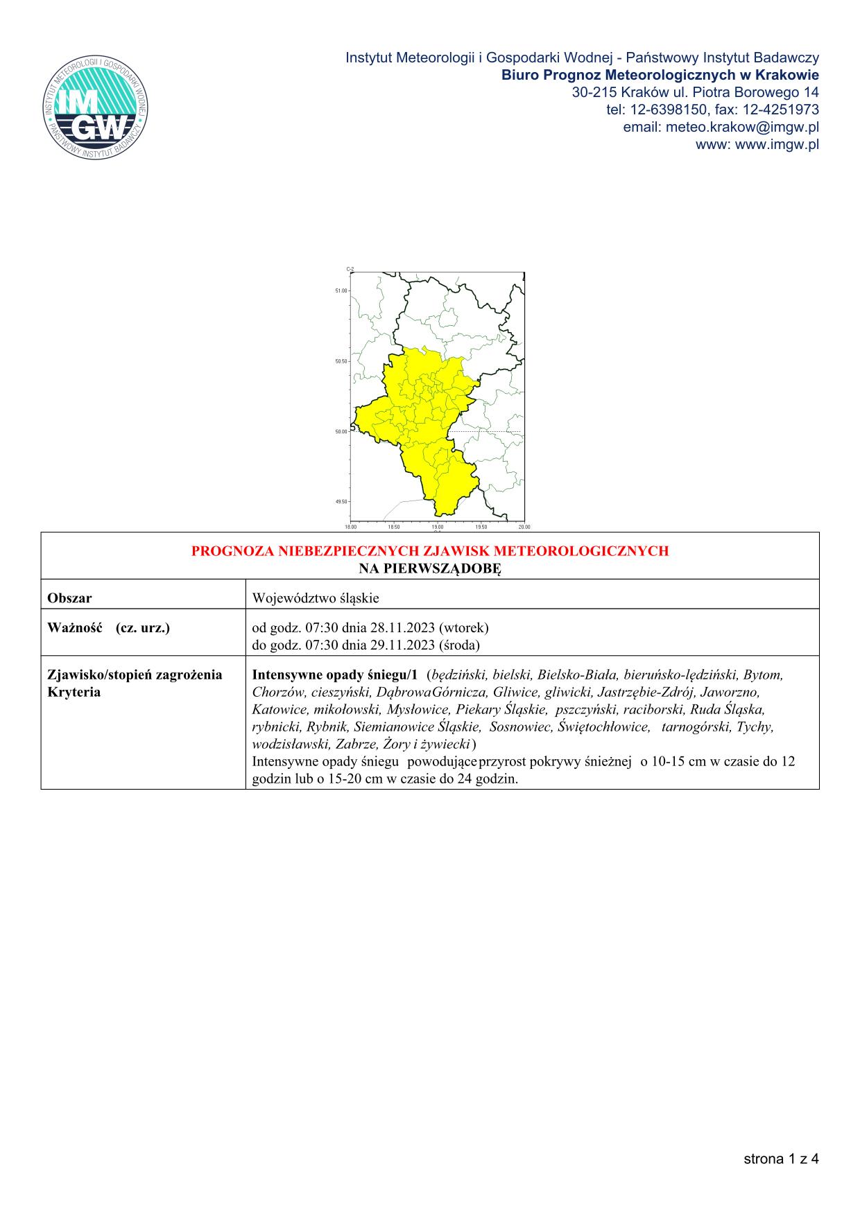 mapa wystąpienia zjawiska