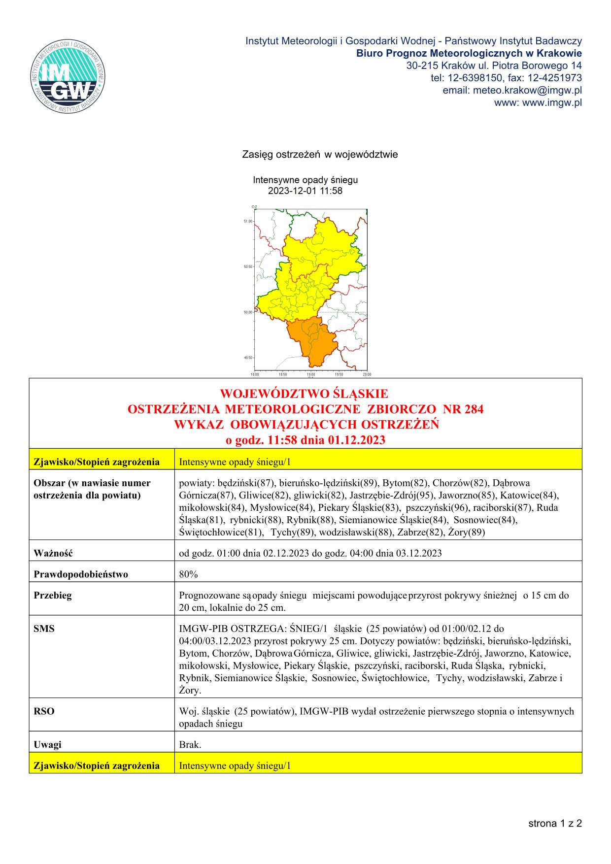 mapa wystąpienia zjawiska
