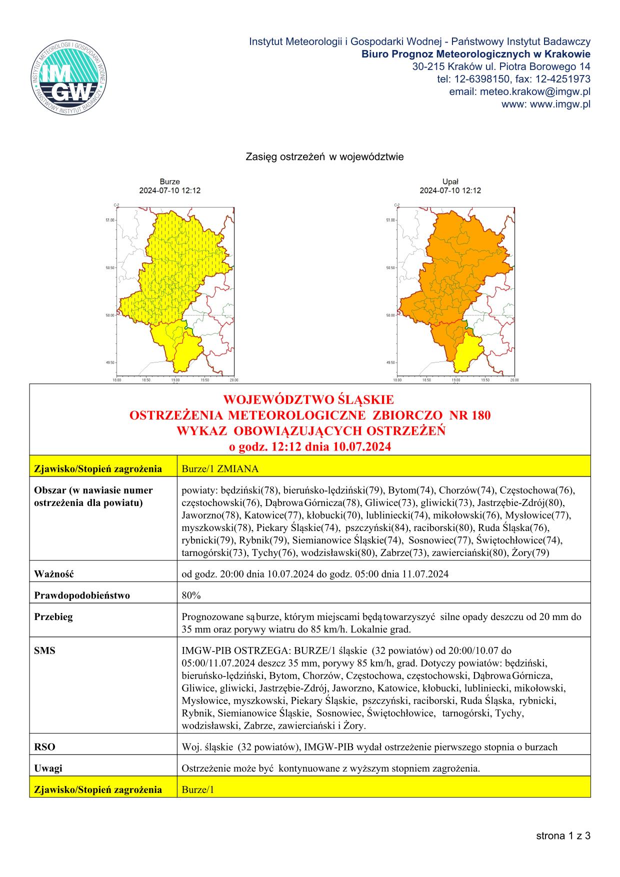 mapa wystąpienia zjawiska