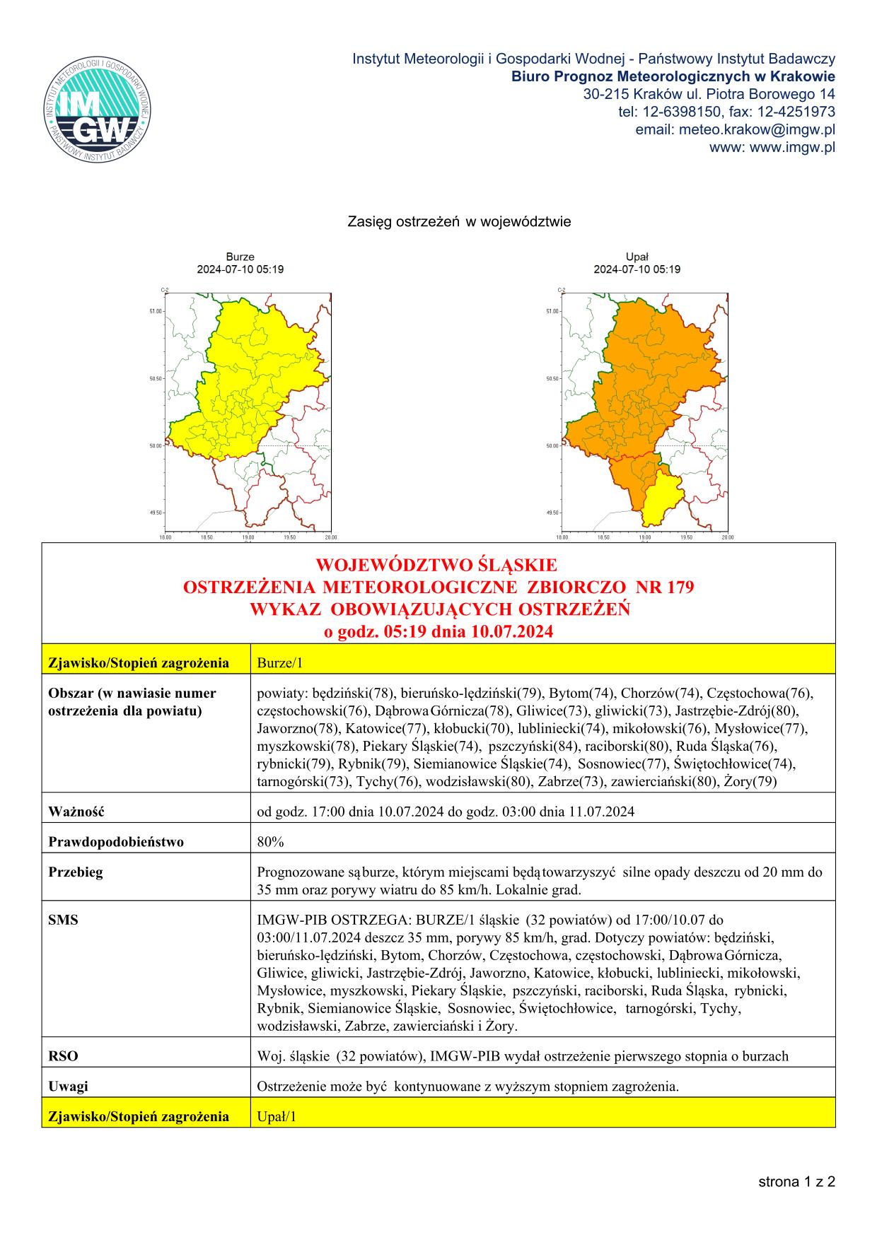 mapa wystąpienia zjawiska