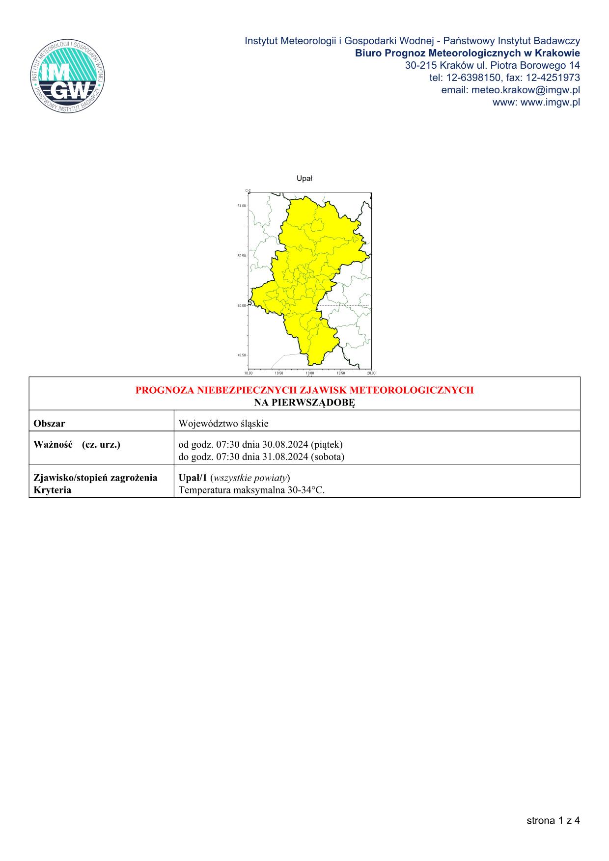 mapa wystąpienia zjawiska