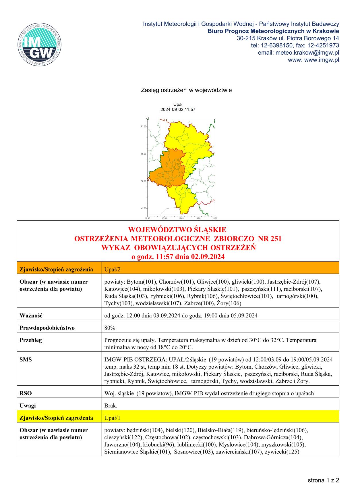 mapa wystąpienia zjawiska