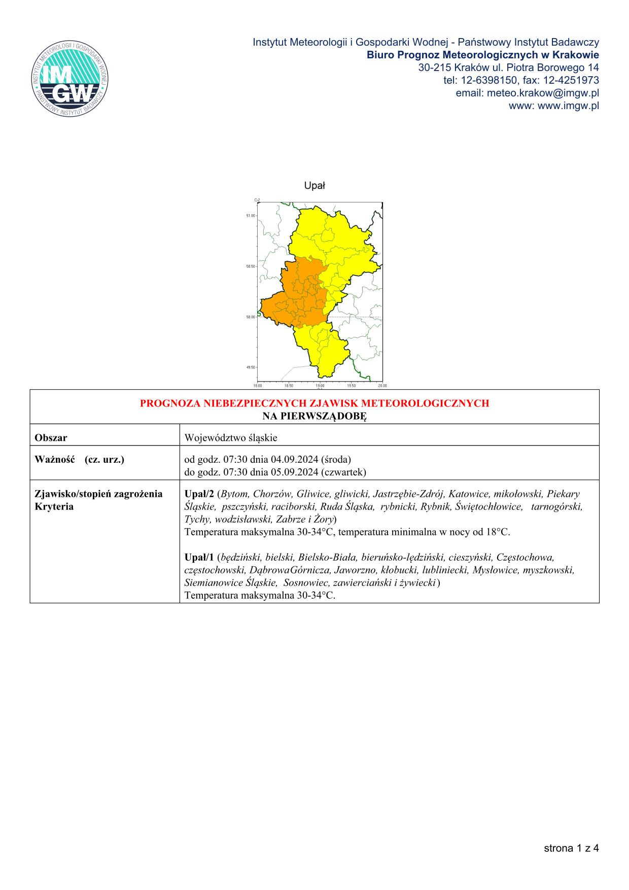 mapa wystąpienia zjawiska