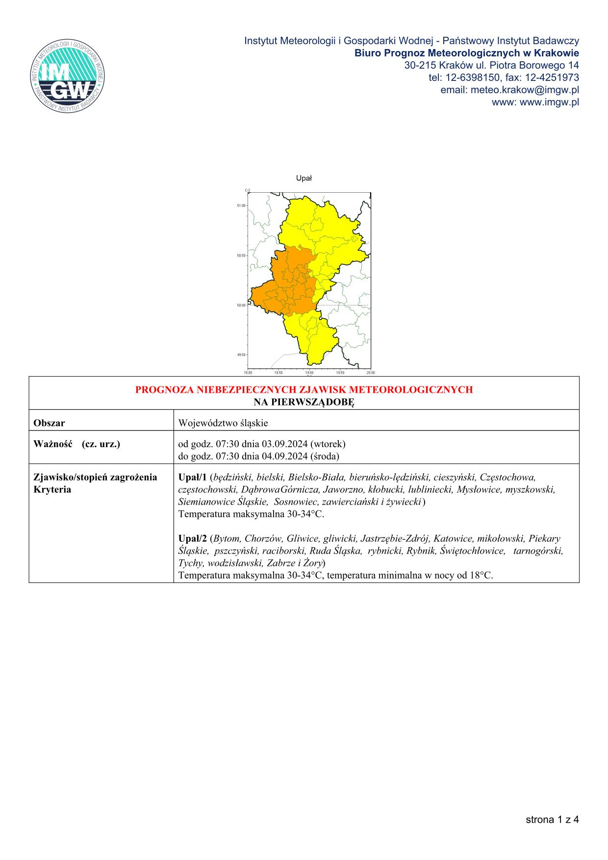 mapa wystąpienia zjawiska