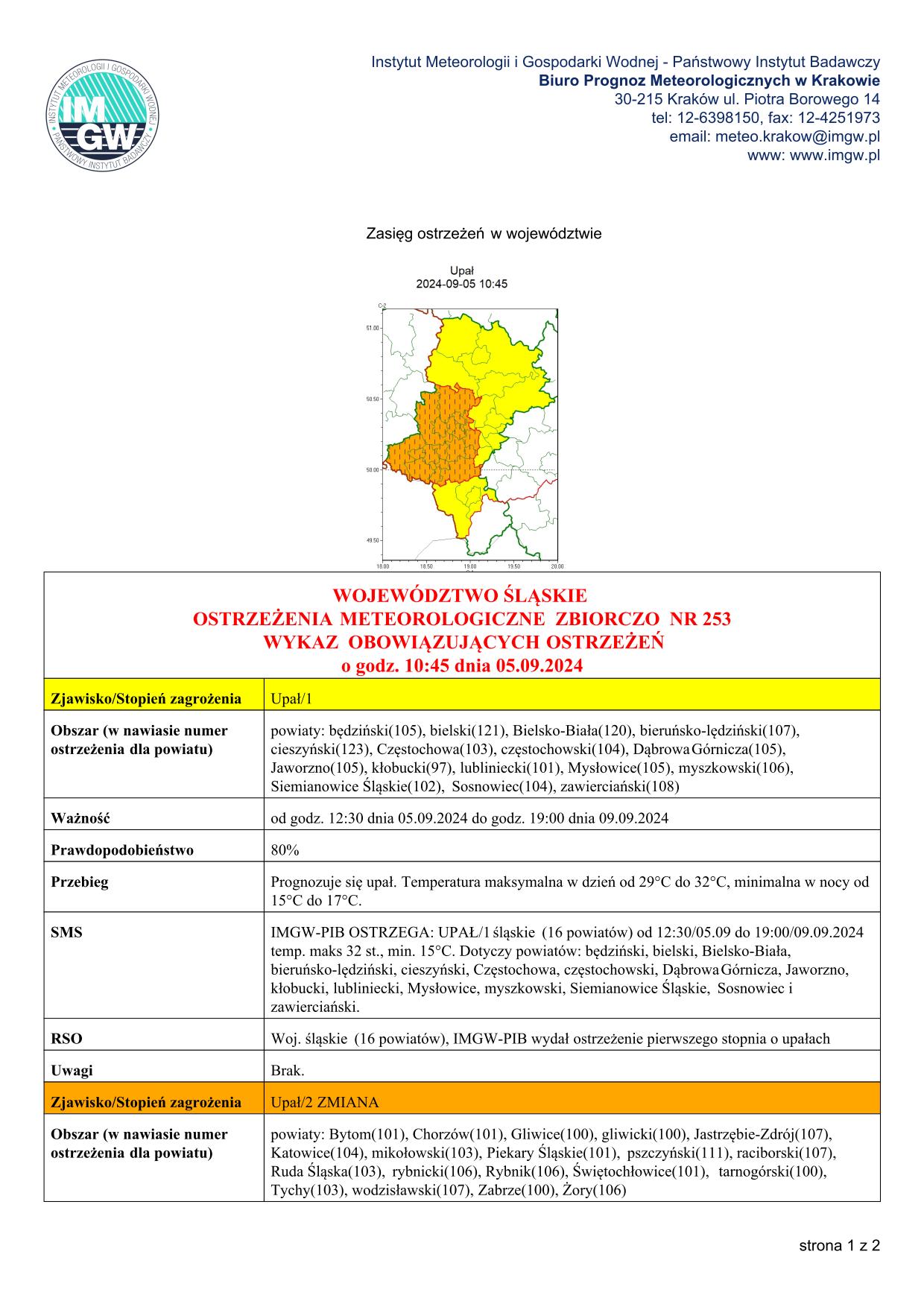 mapa wystąpienia zjawiska