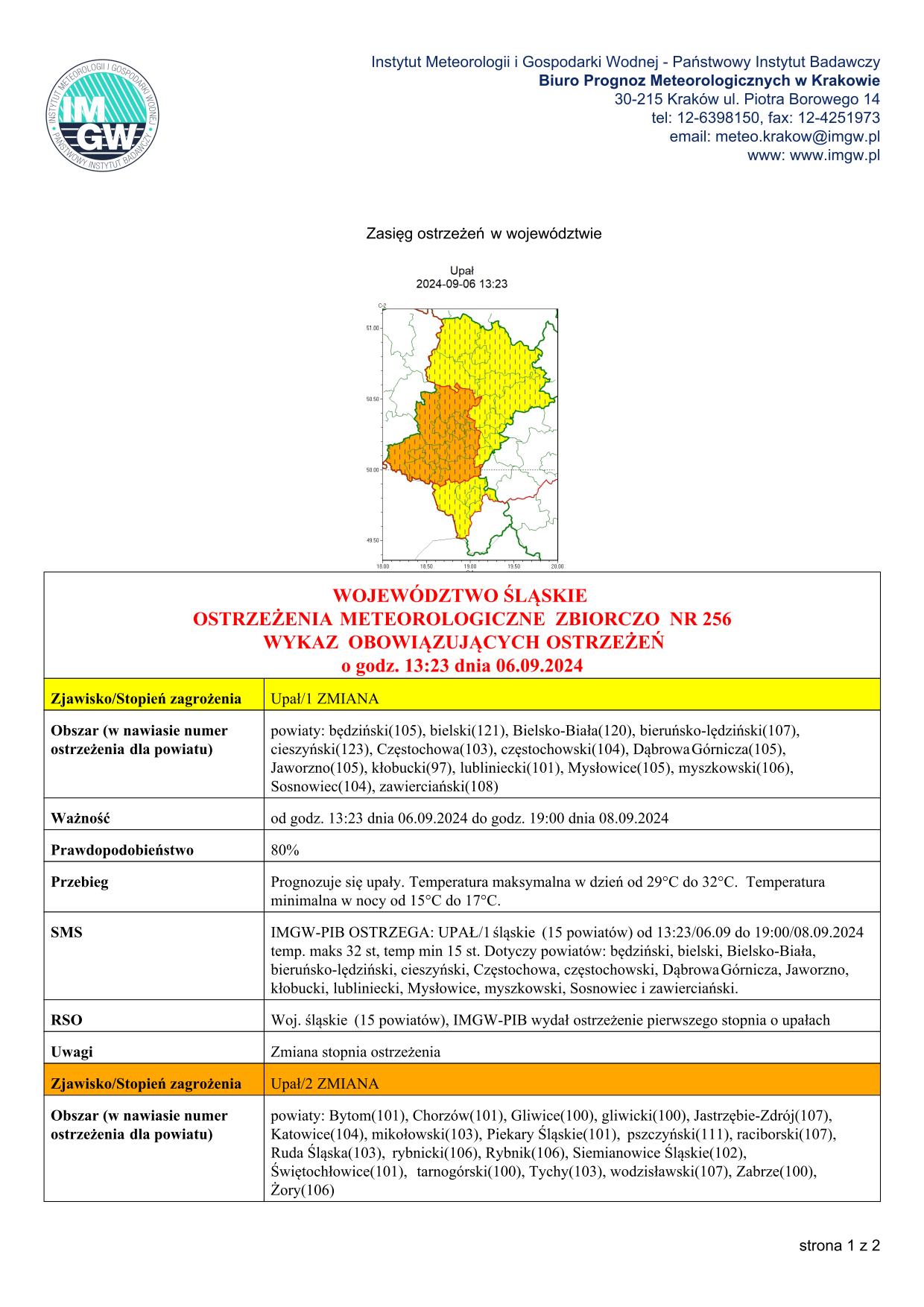 mapa wystąpienia zjawiska