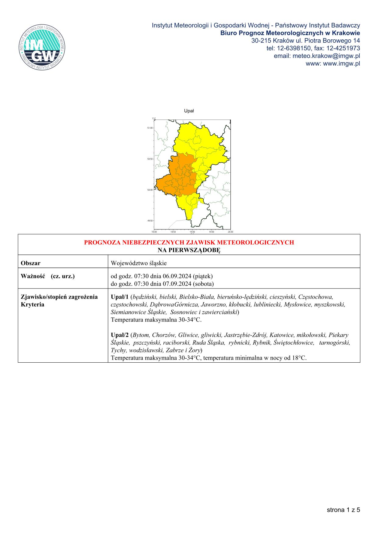 mapa wystąpienia zjawiska