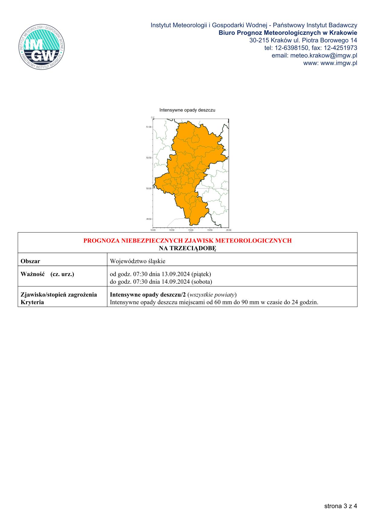 mapa wystąpienia zjawiska