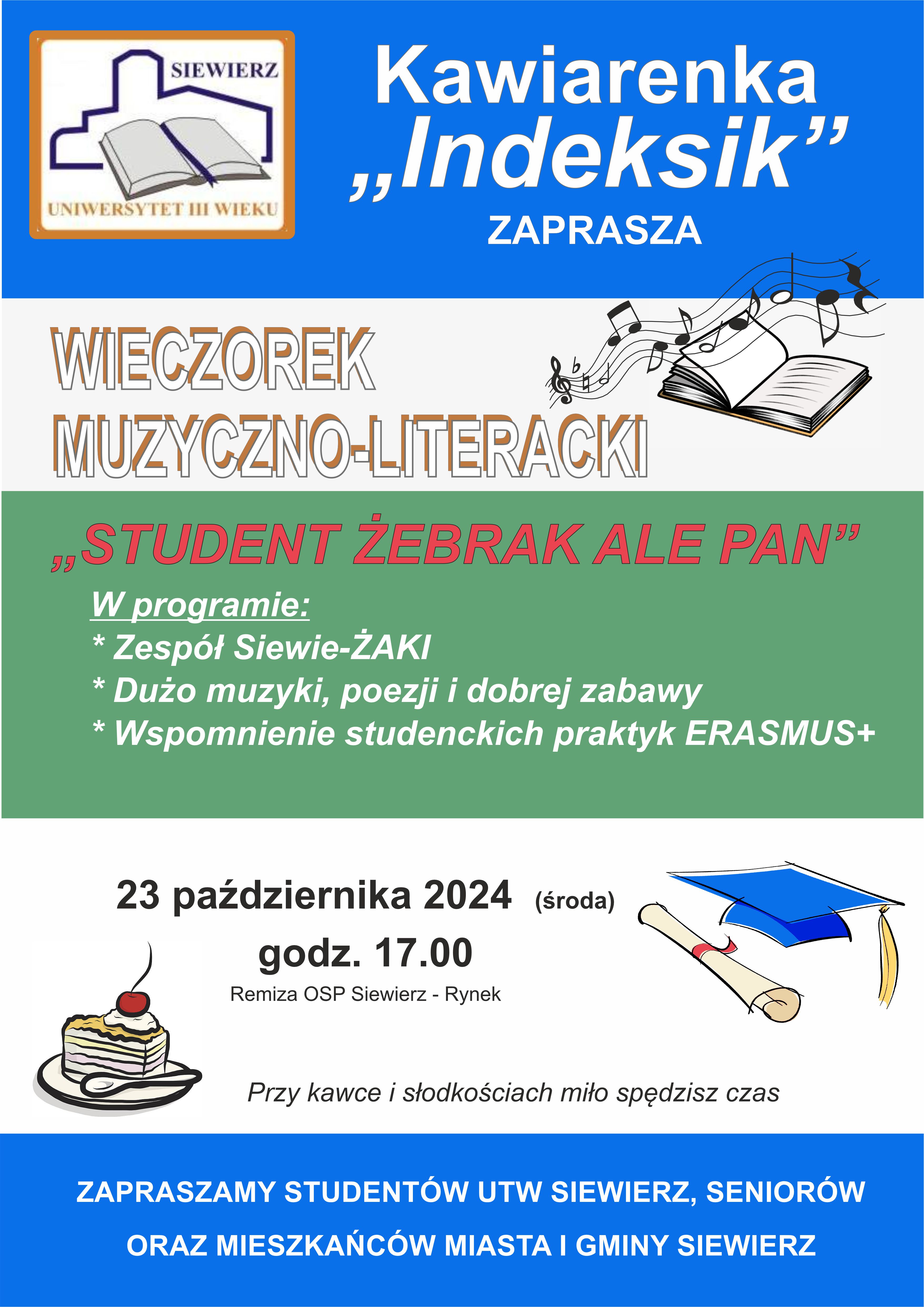 Kawiarenka INDEKSIK - plakat informacyjny