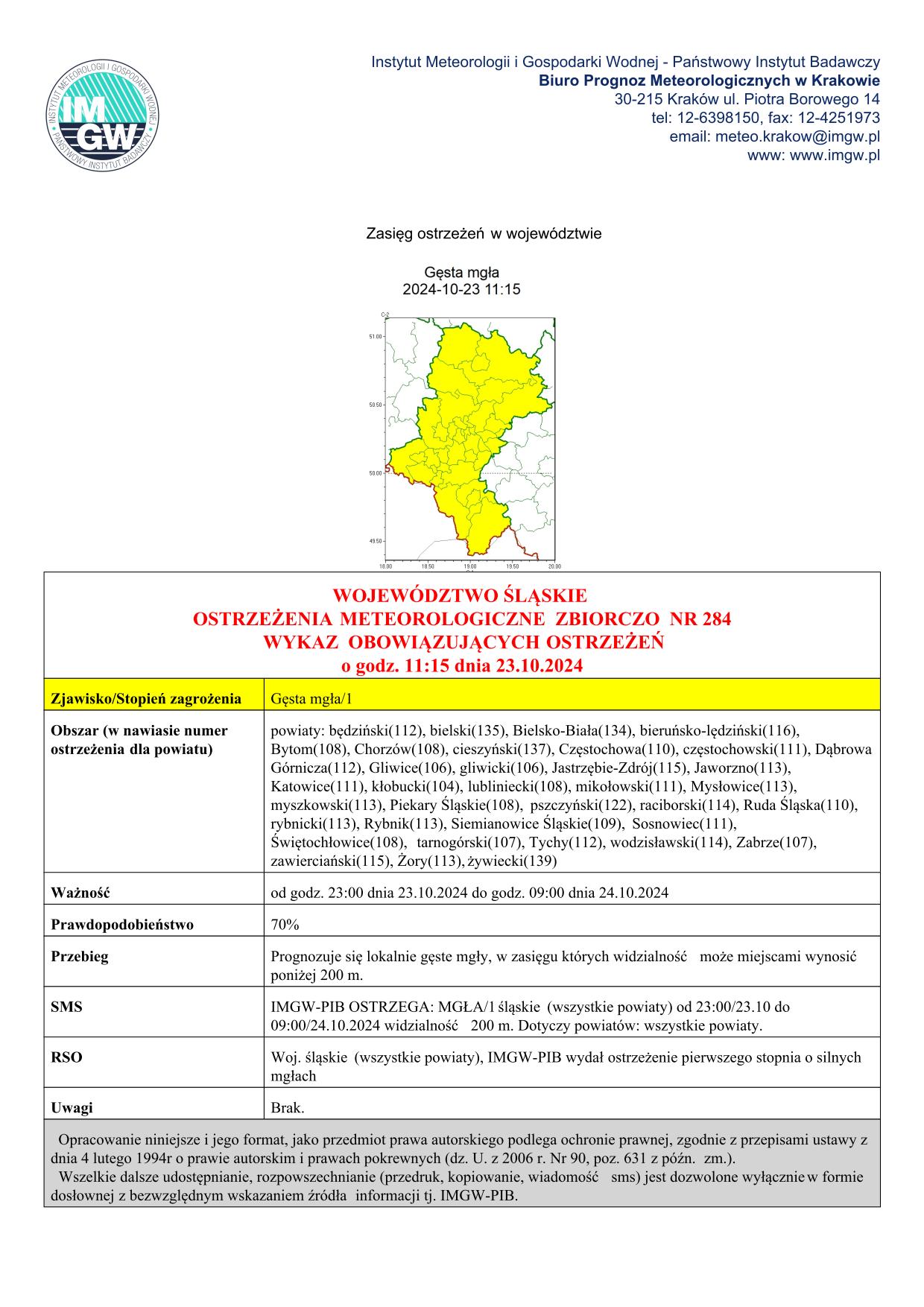 mapa wystąpienia zjawiska