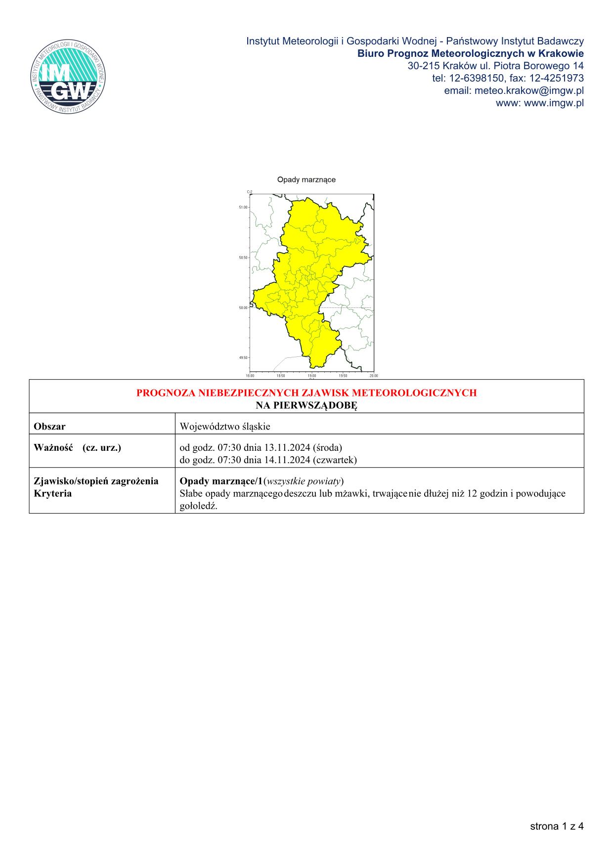 mapa wystąpienia zjawiska