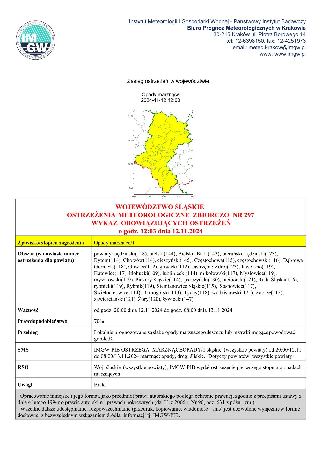 mapa wystąpienia zjawiska