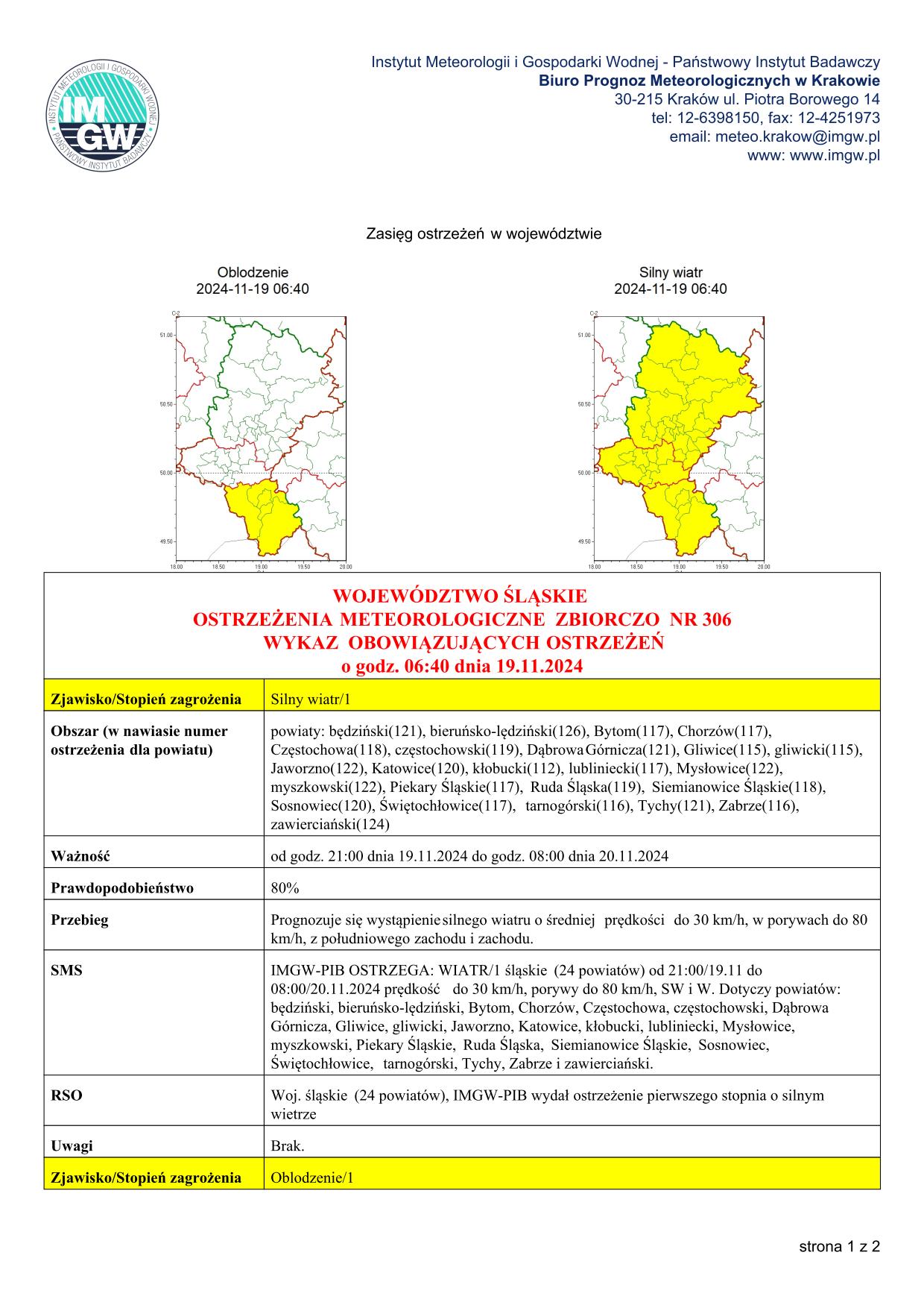 mapa wystąpienia zjawiska