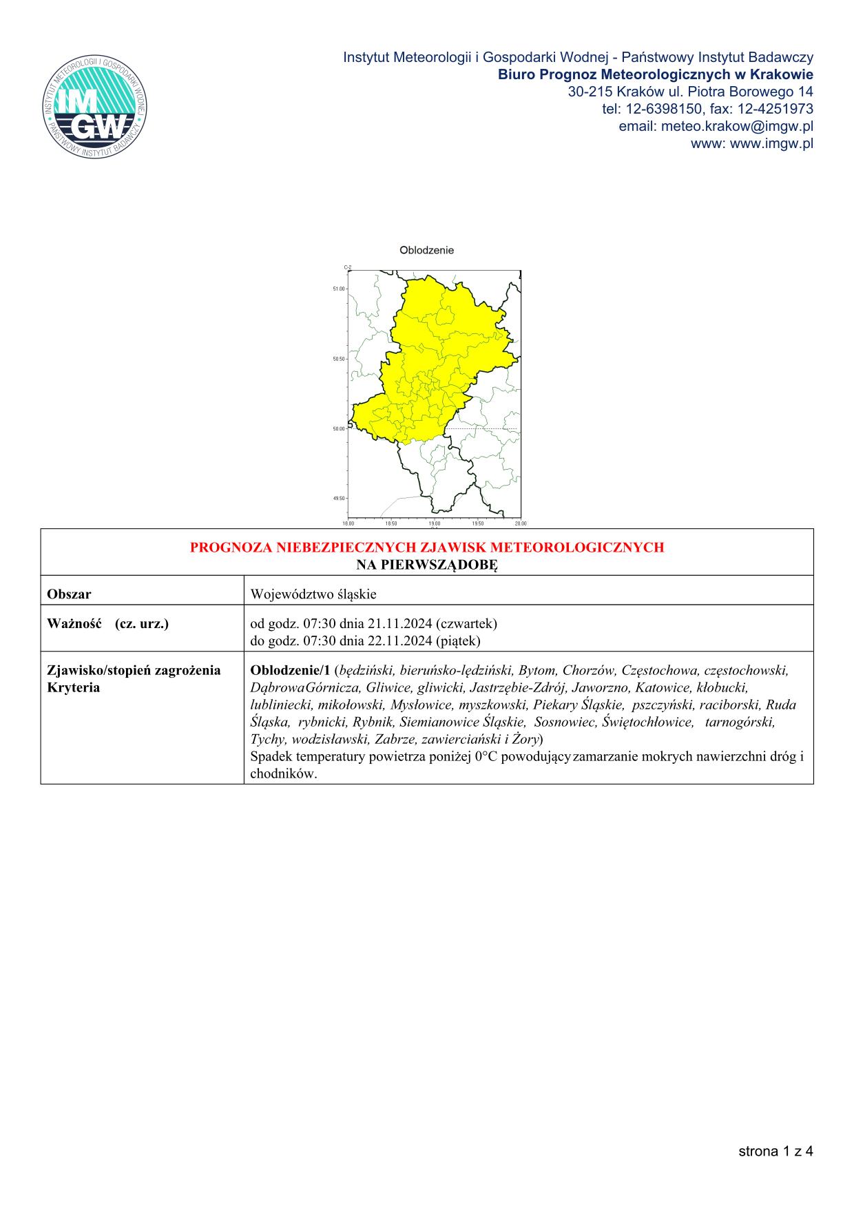 mapa wystąpienia zjawiska