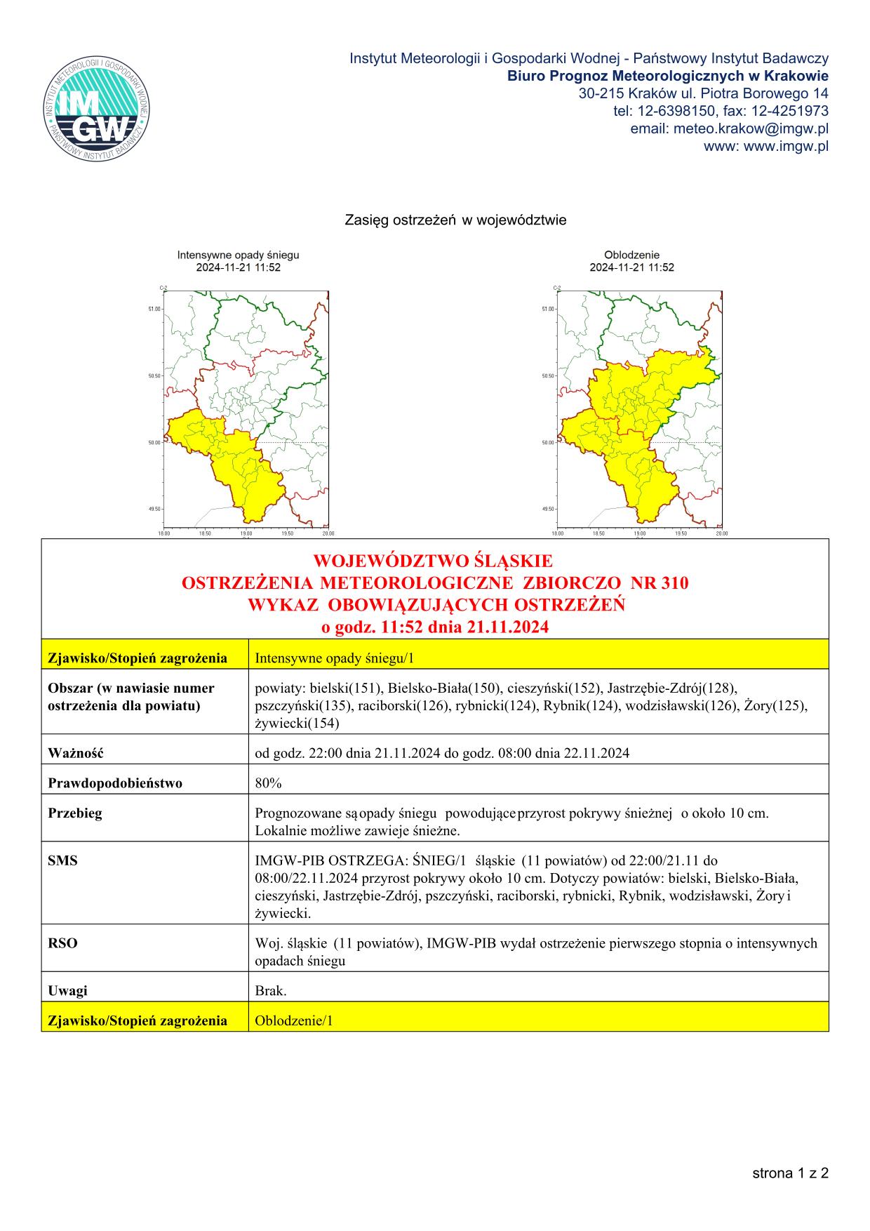 mapa wystąpienia zjawiska