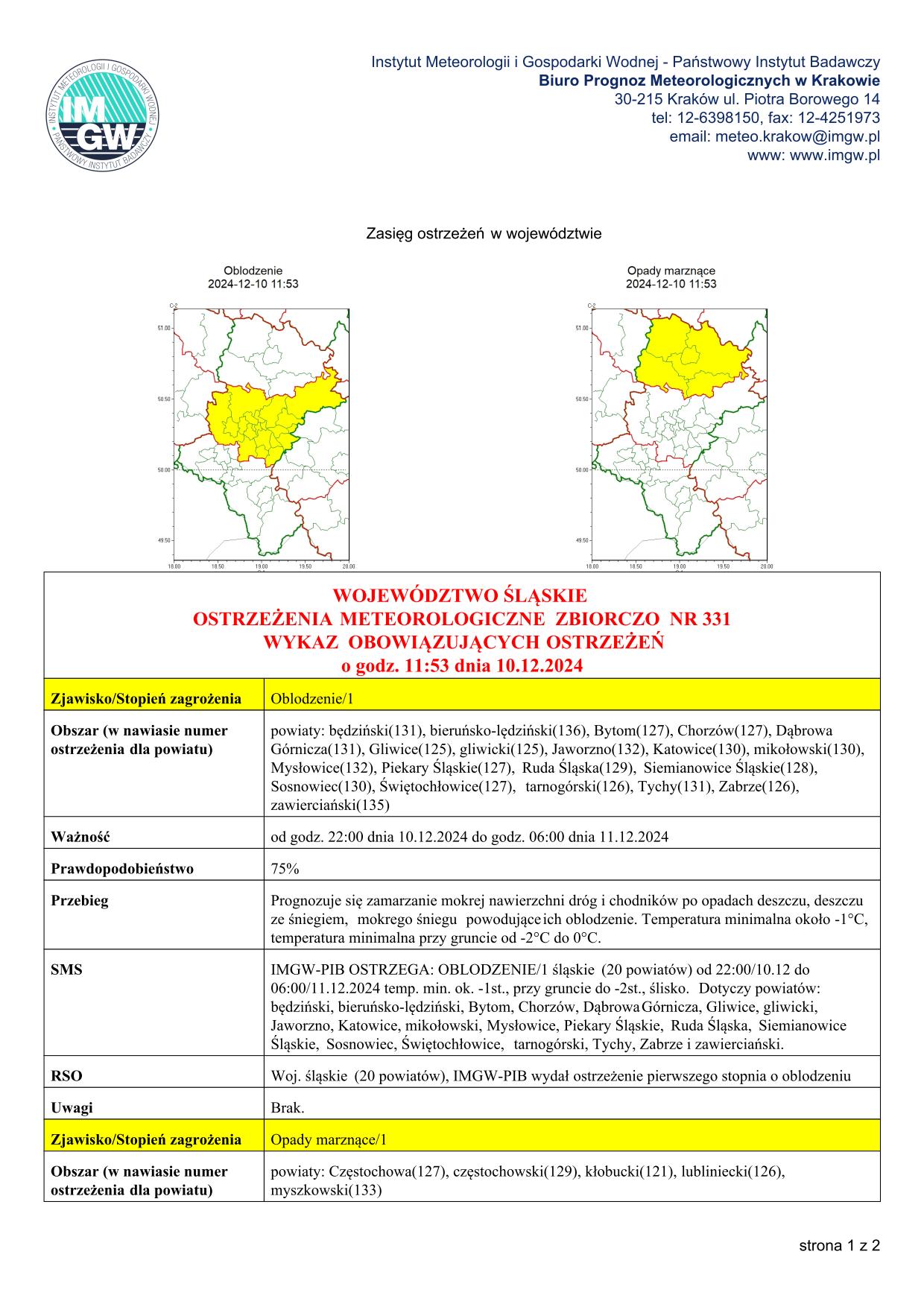 mapa wystąpienia zjawiska