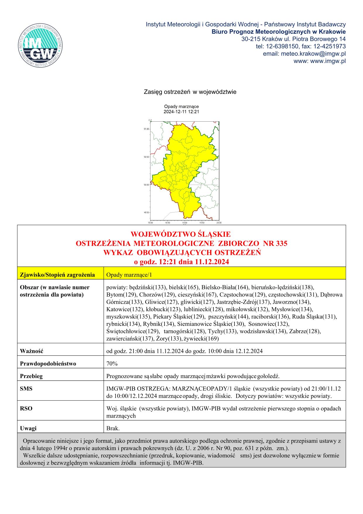 mapa wystąpienia zjawiska