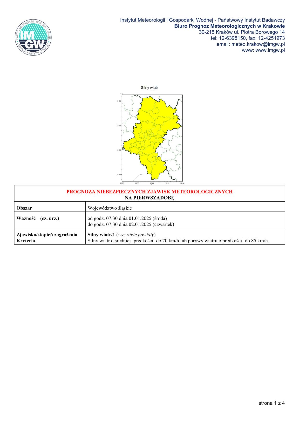 mapa wystąpienia zjawiska