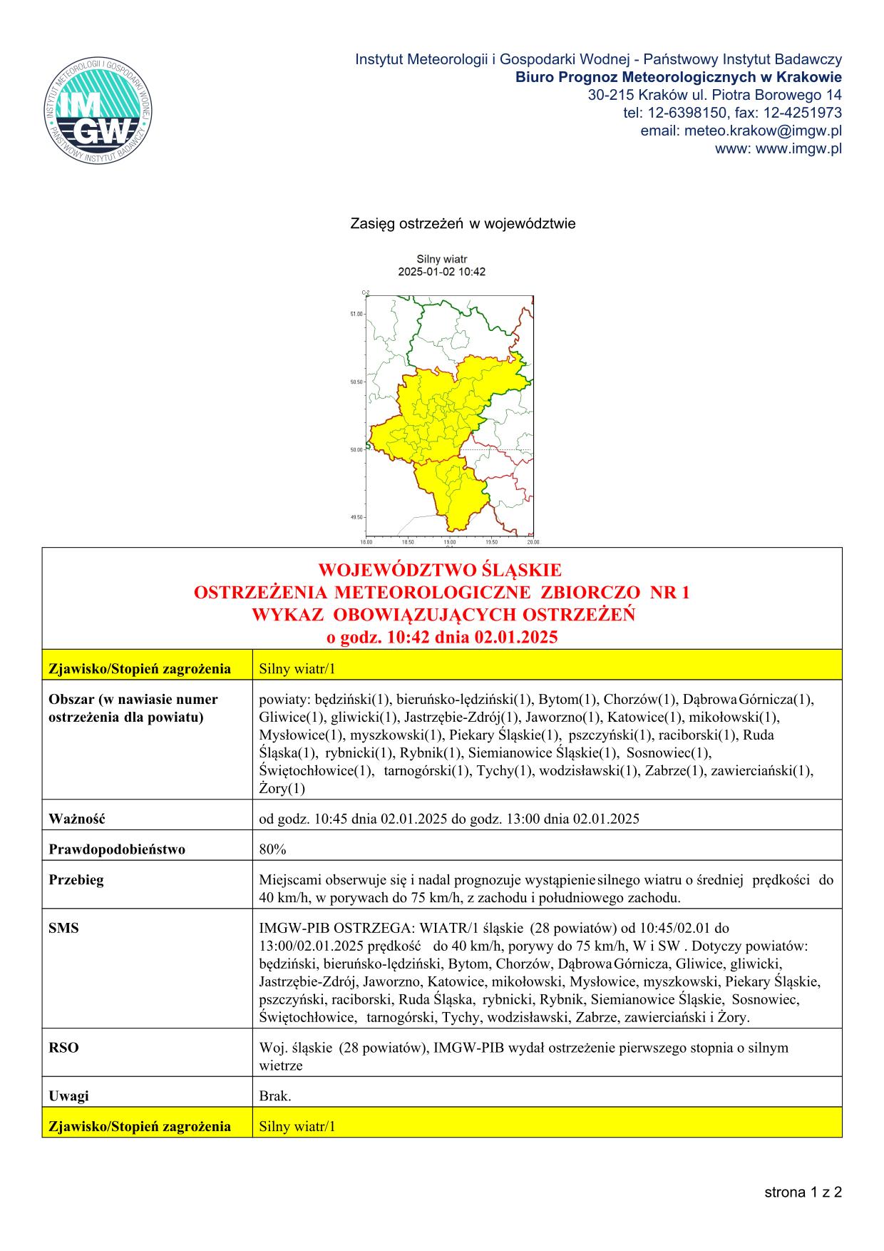 mapa wystąpienia zjawiska