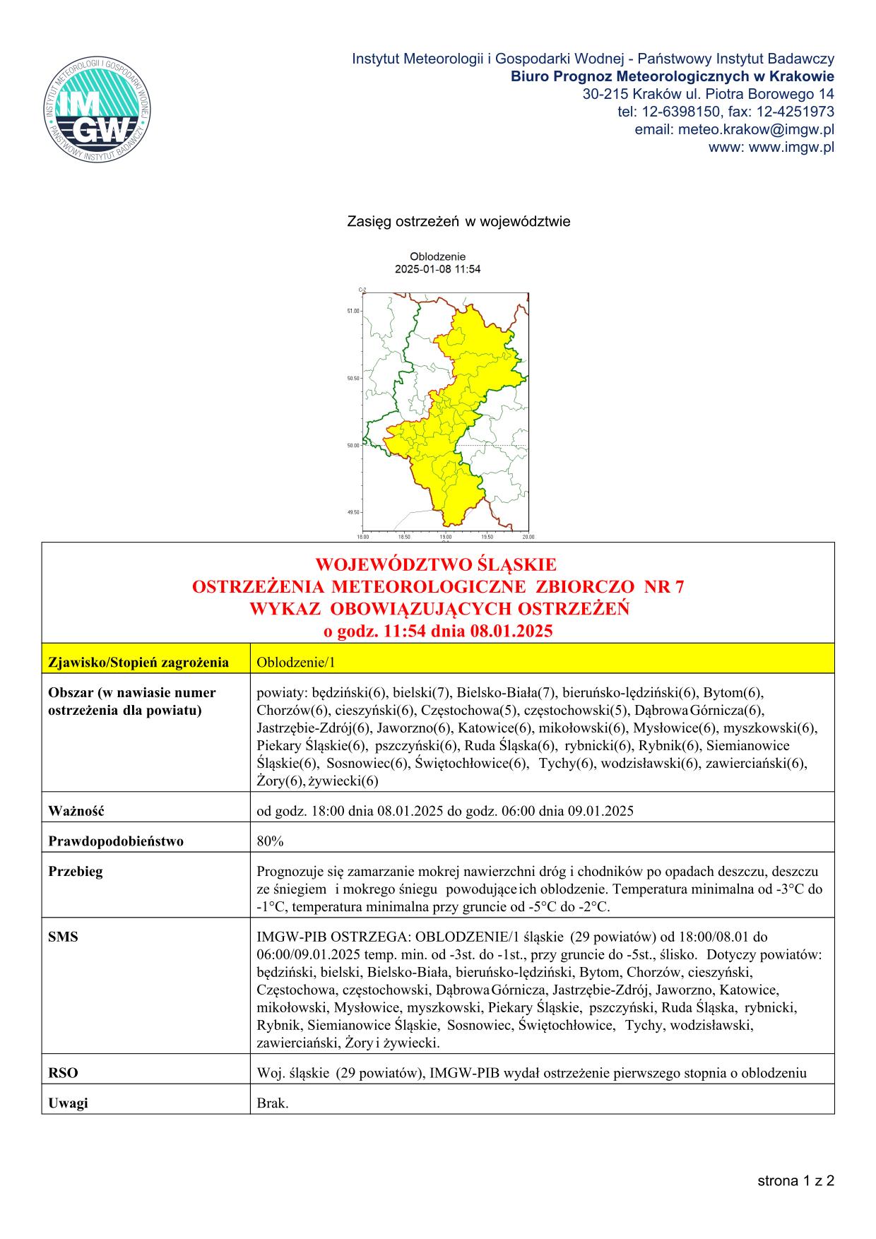 mapa wystąpienia zjawiska