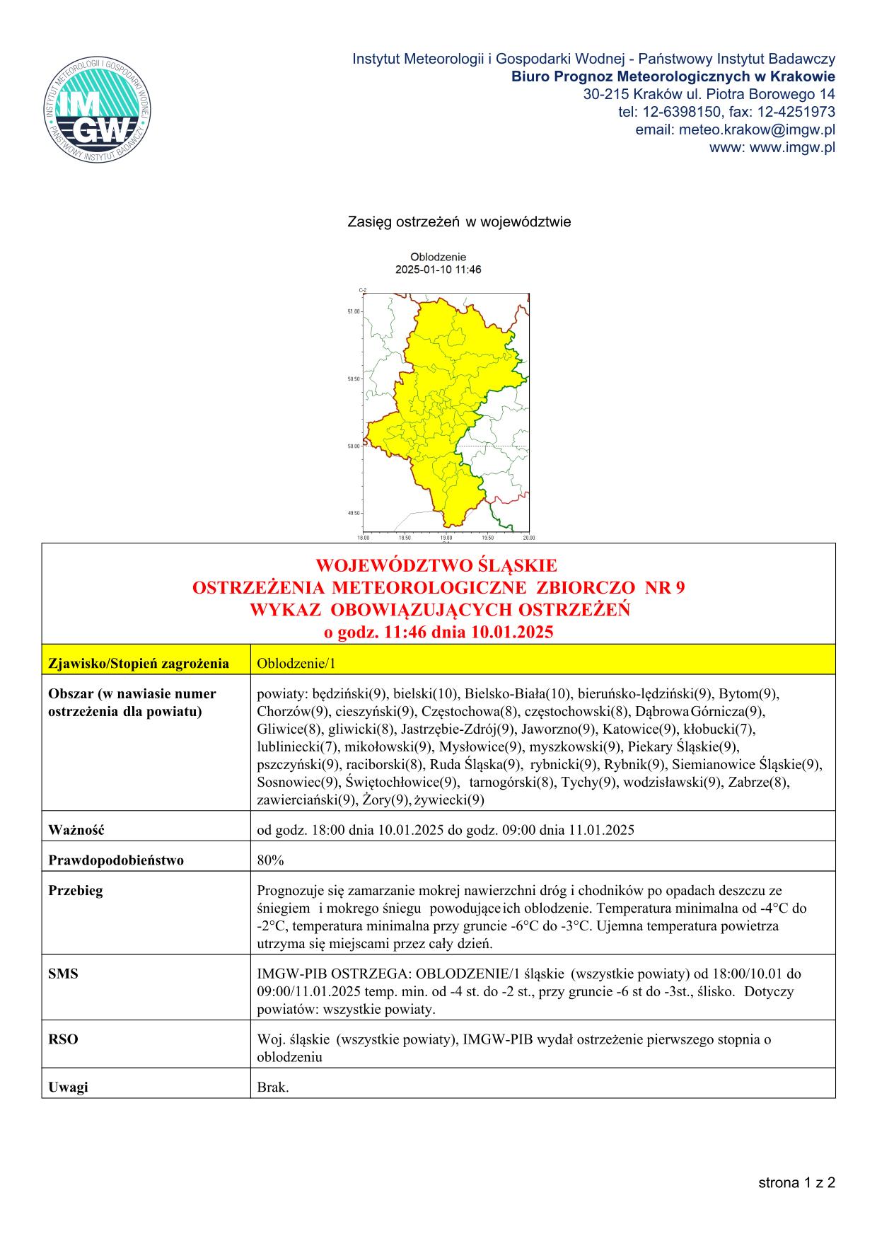 mapa wystąpienia zjawiska