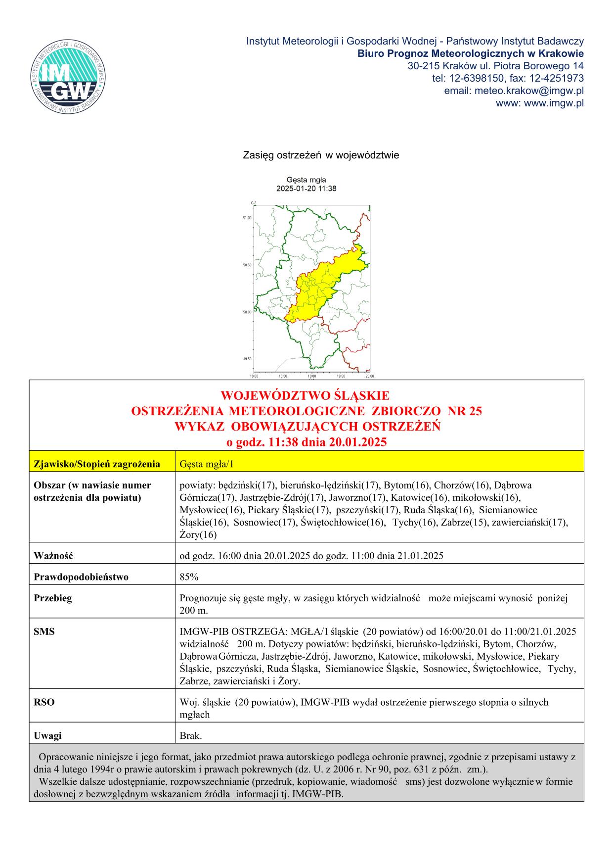 mapa wystąpienia zjawiska