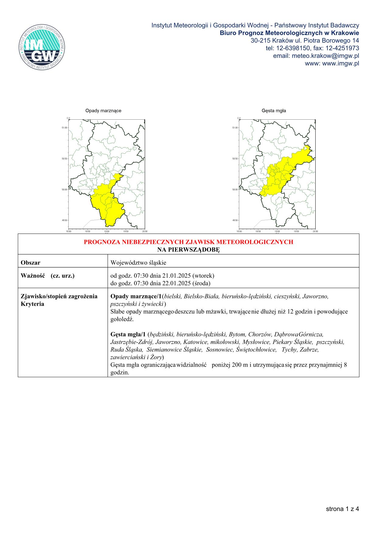 mapa wystąpienia zjawiska