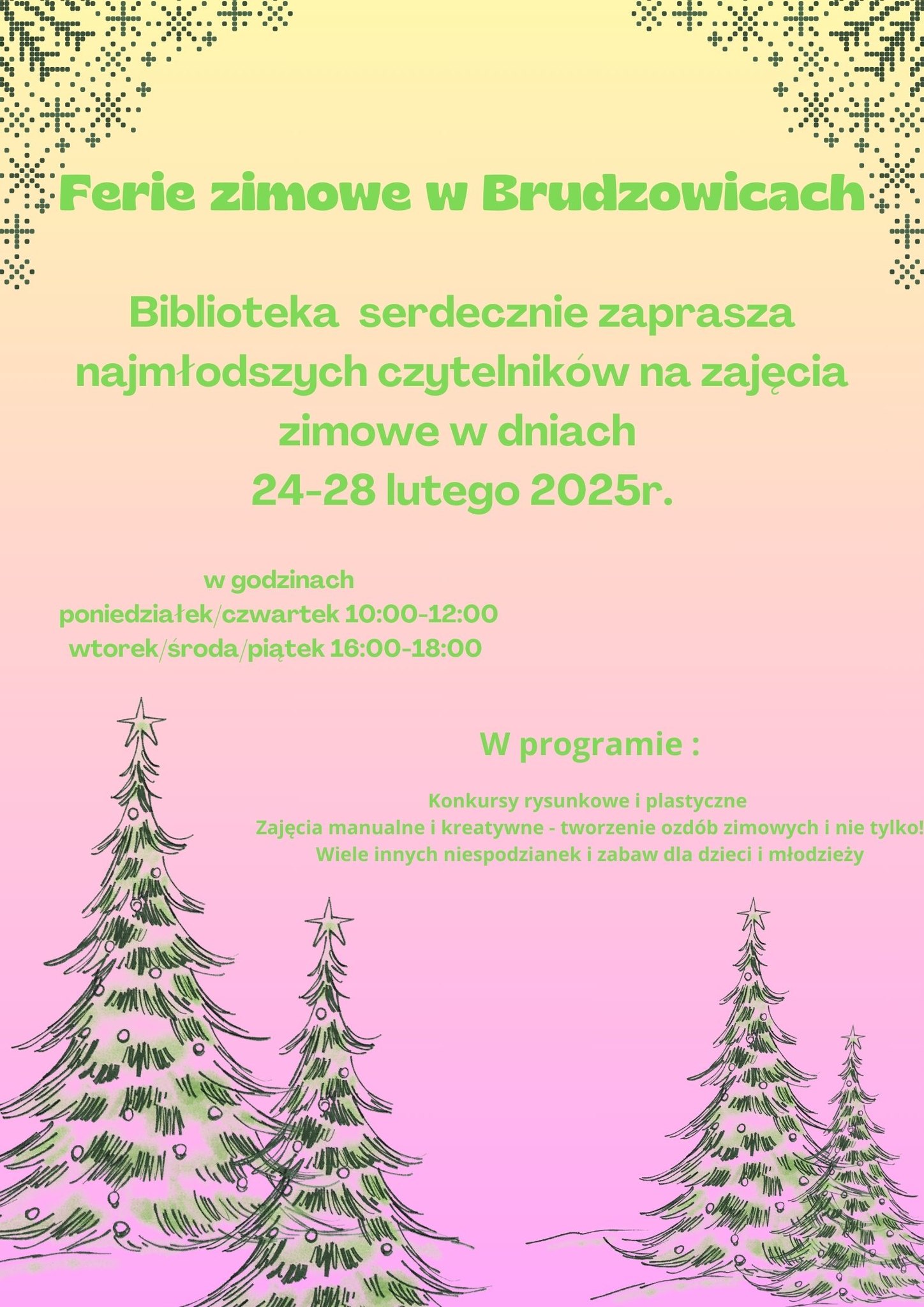 Ferie zimowe w Brudzowicach - plakat