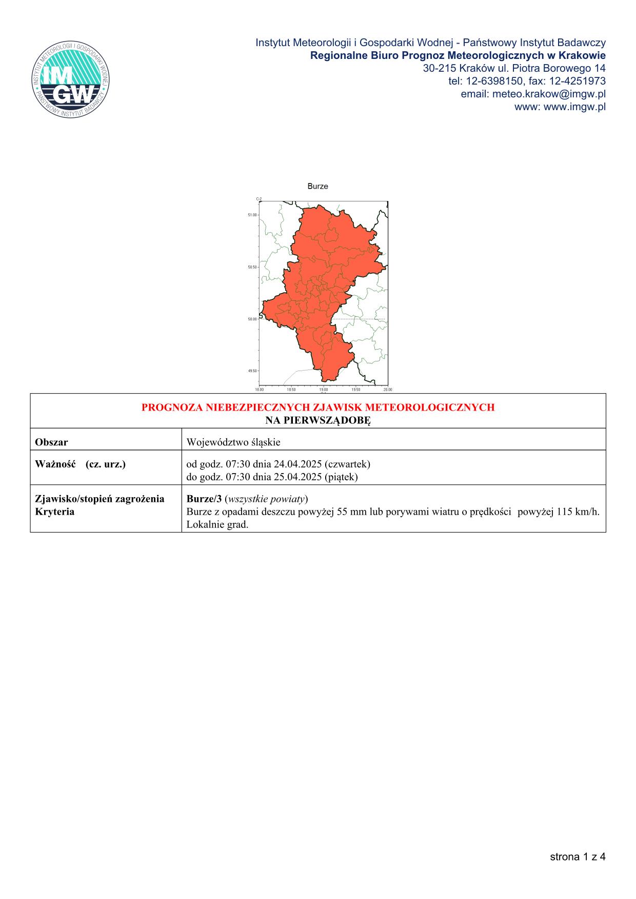 mapa wystąpienia zjawiska