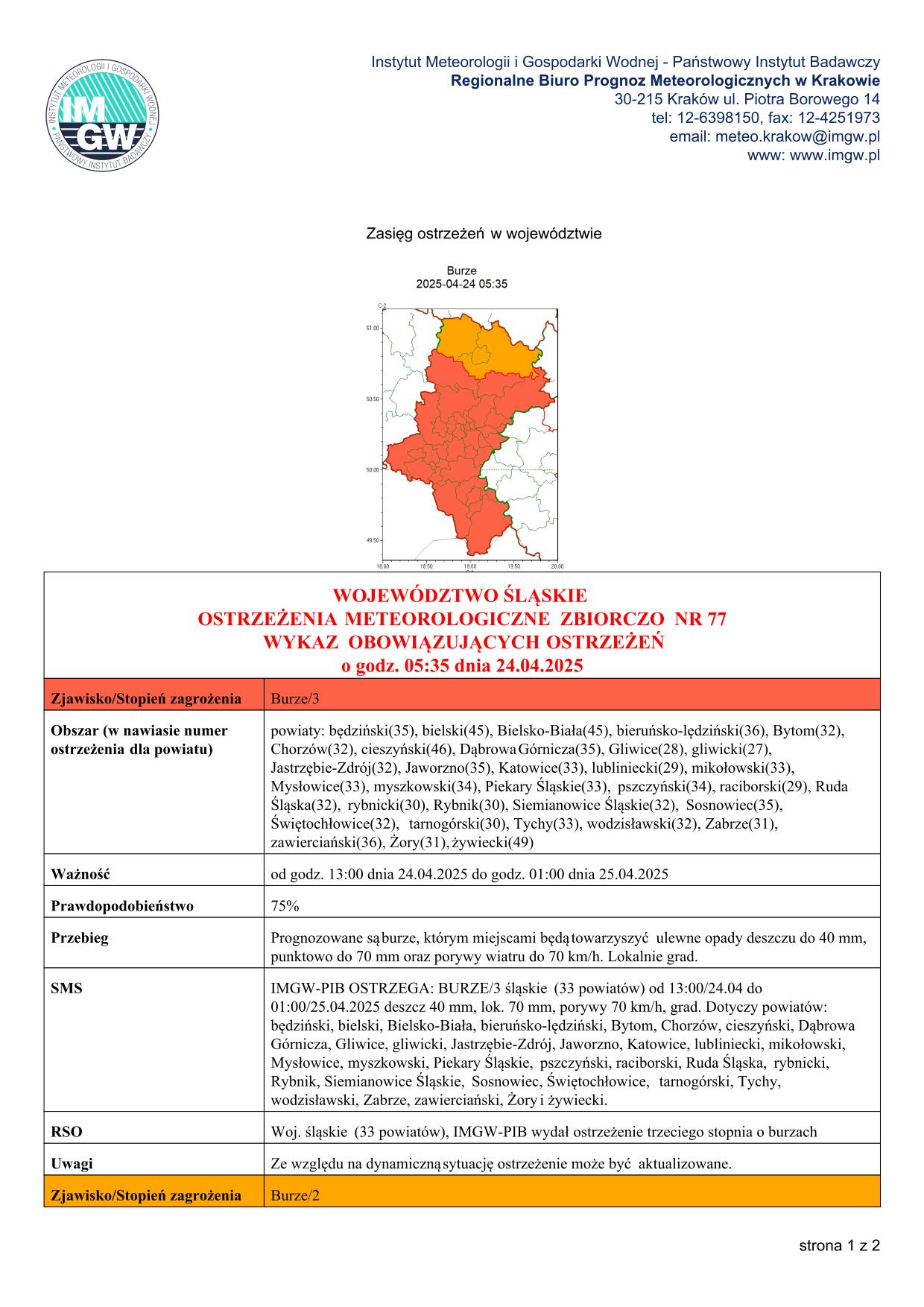 mapa wystąpienia zjawiska