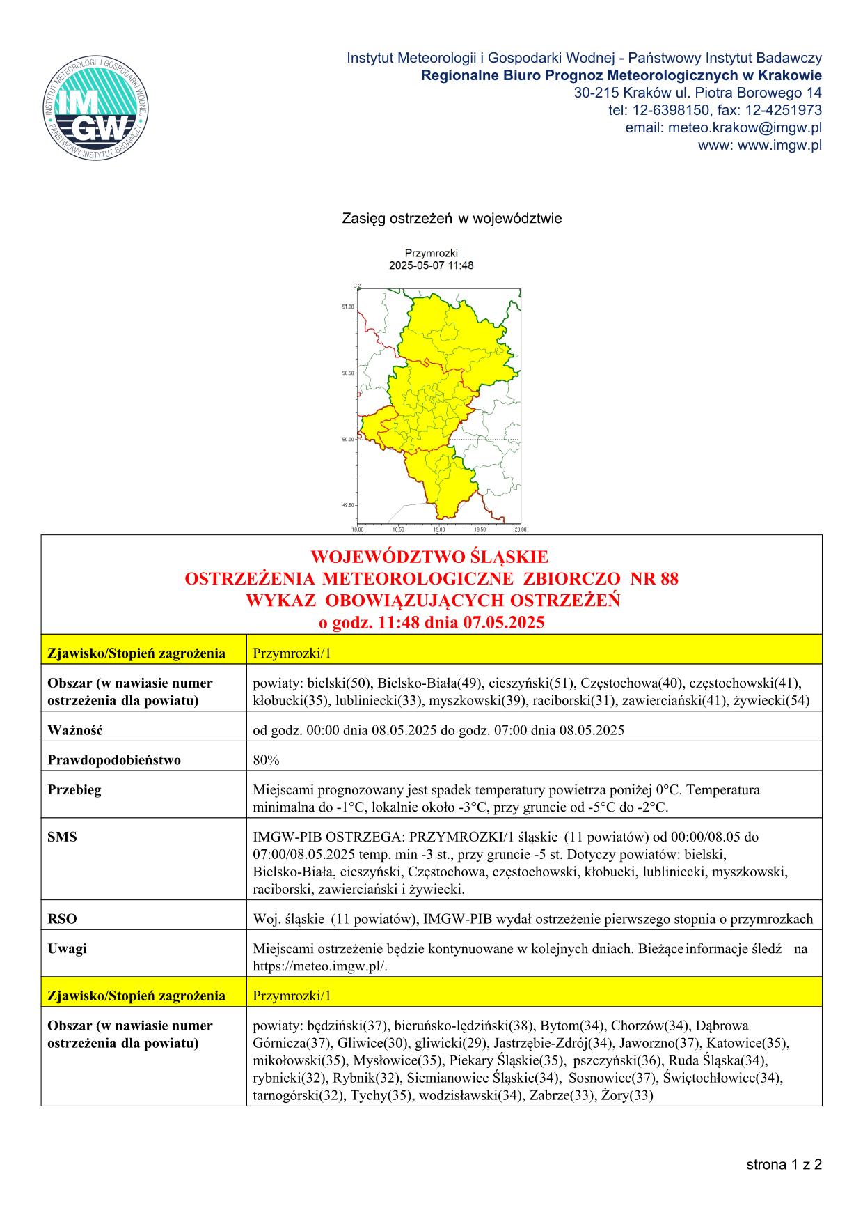 mapa wystąpienia zjawiska