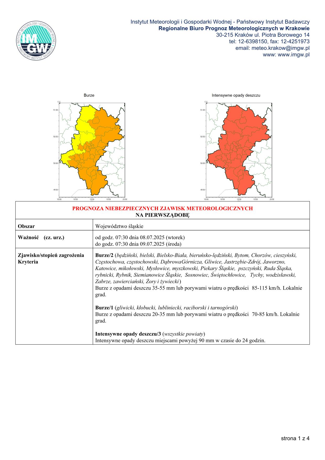 mapa wystąpienia zjawiska
