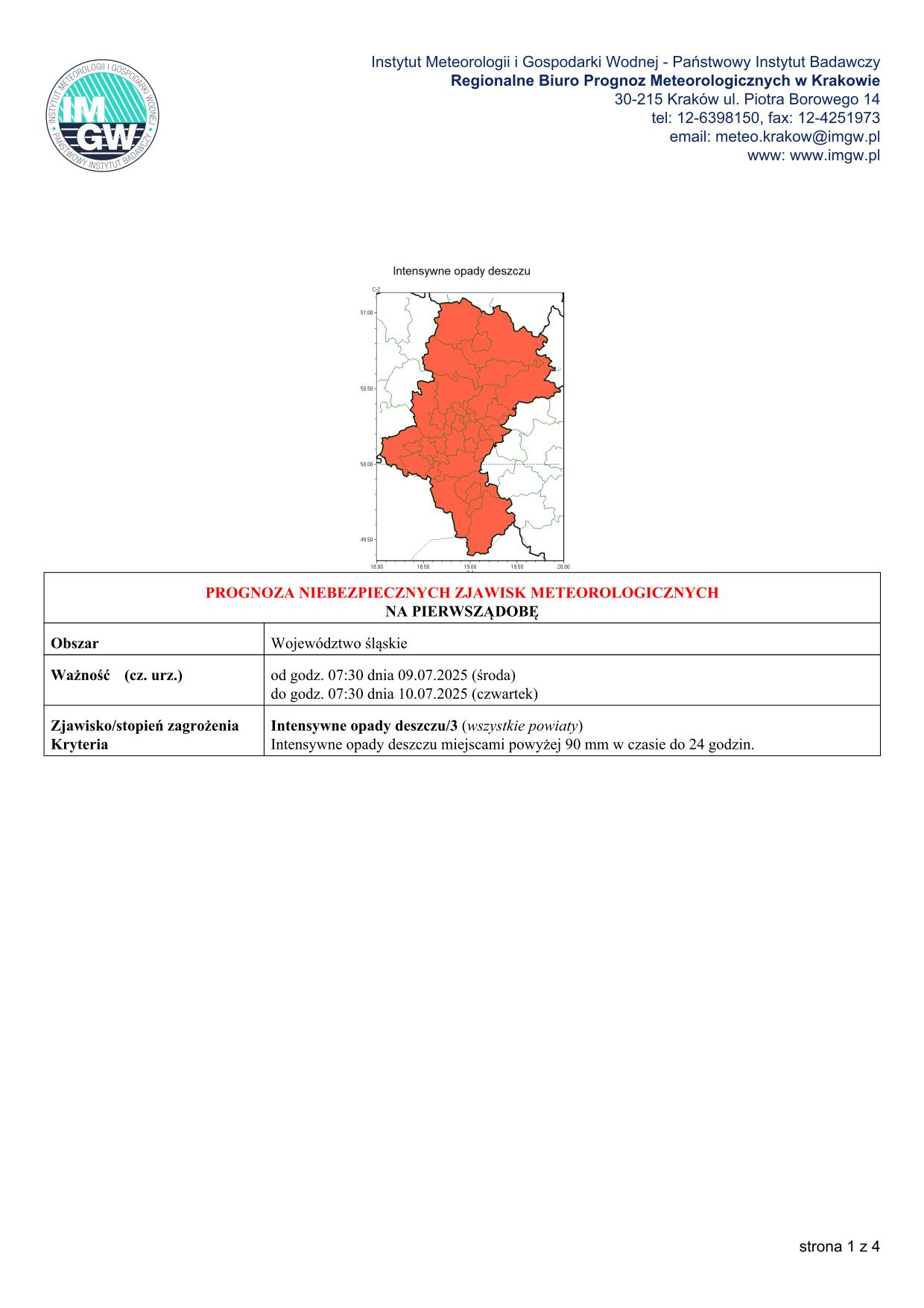 mapa wystąpienia zjawiska