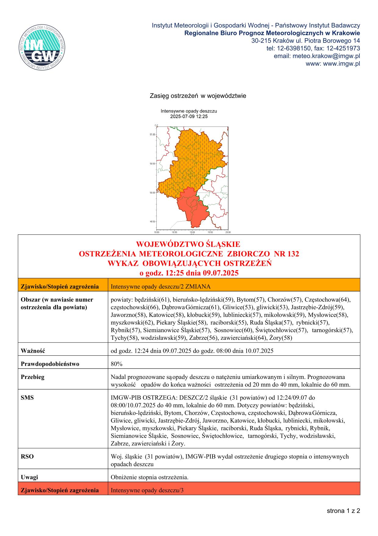 mapa wystąpienia zjawiska