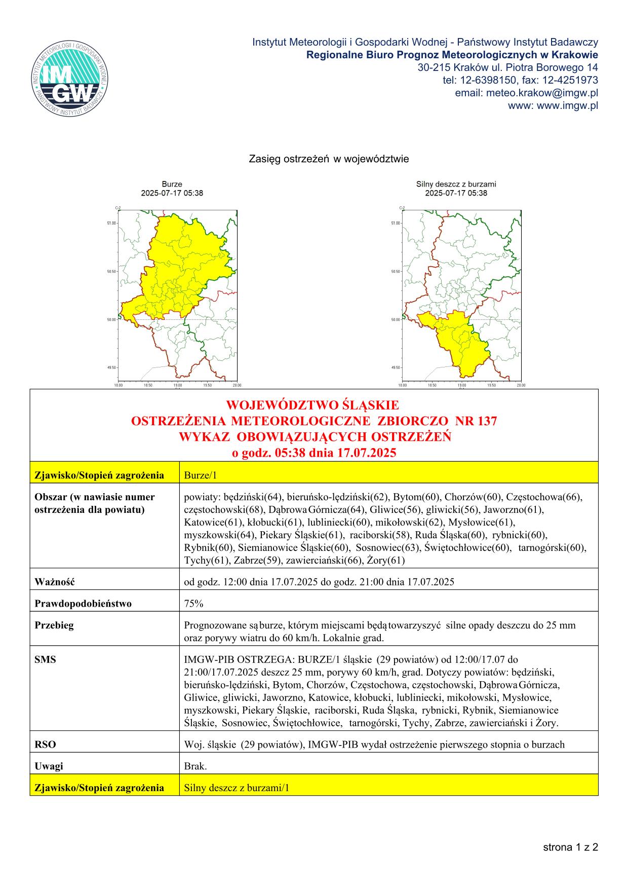 mapa wystąpienia zjawiska