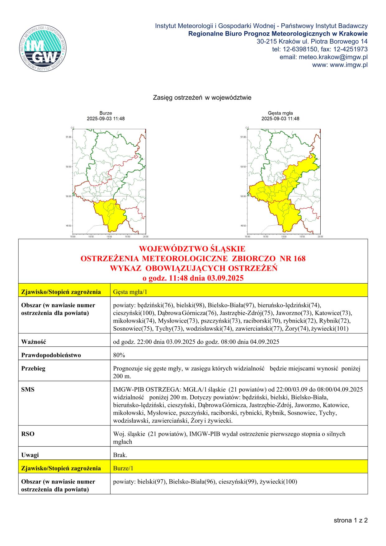 mapa wystąpienia zjawiska