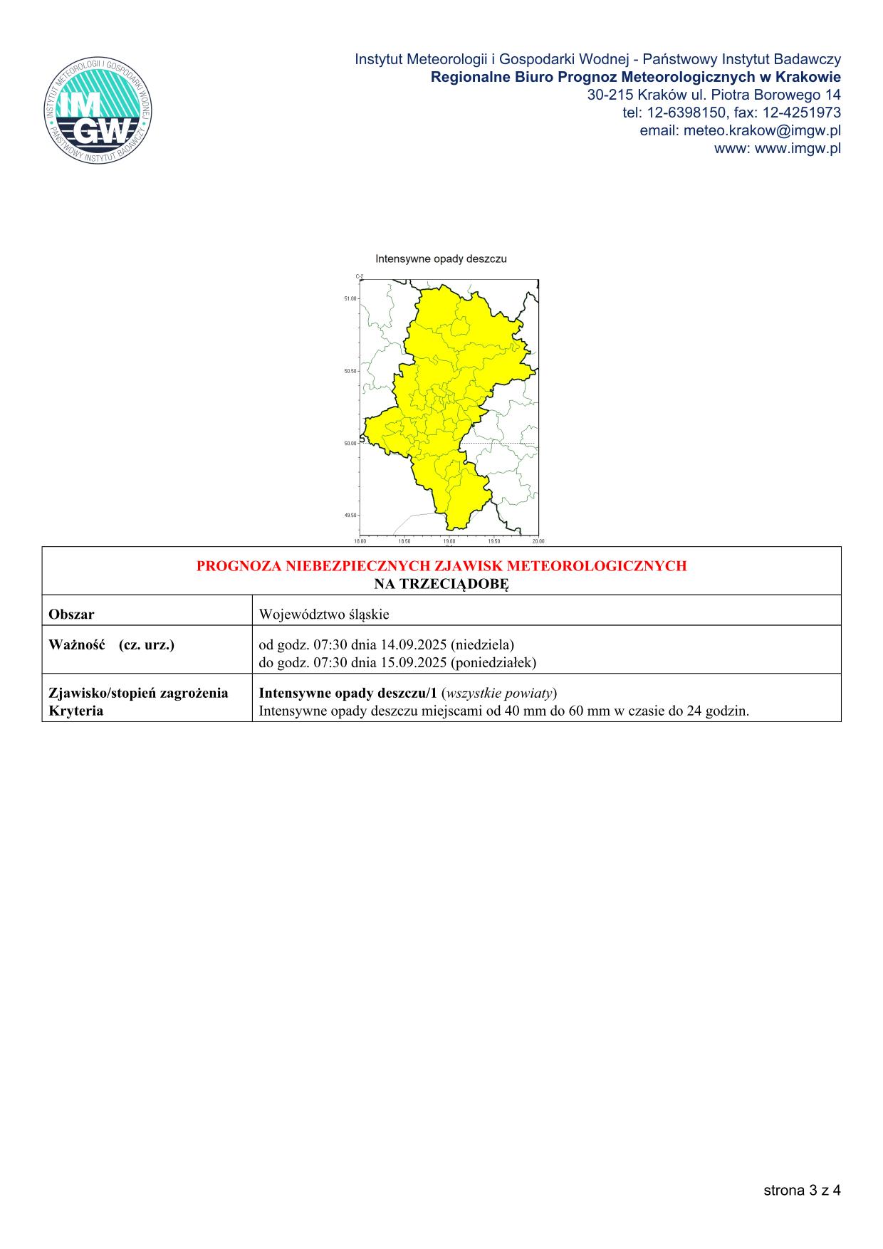 mapa wystąpienia zjawiska