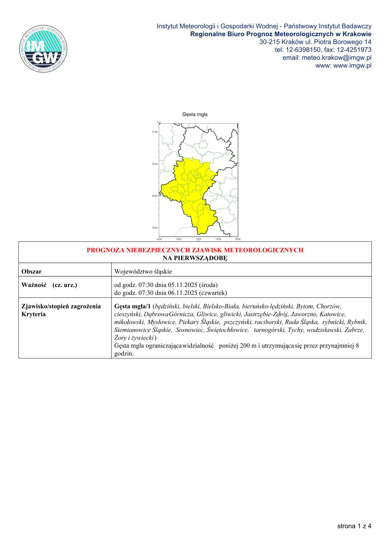 mapa wystąpienia zjawiska