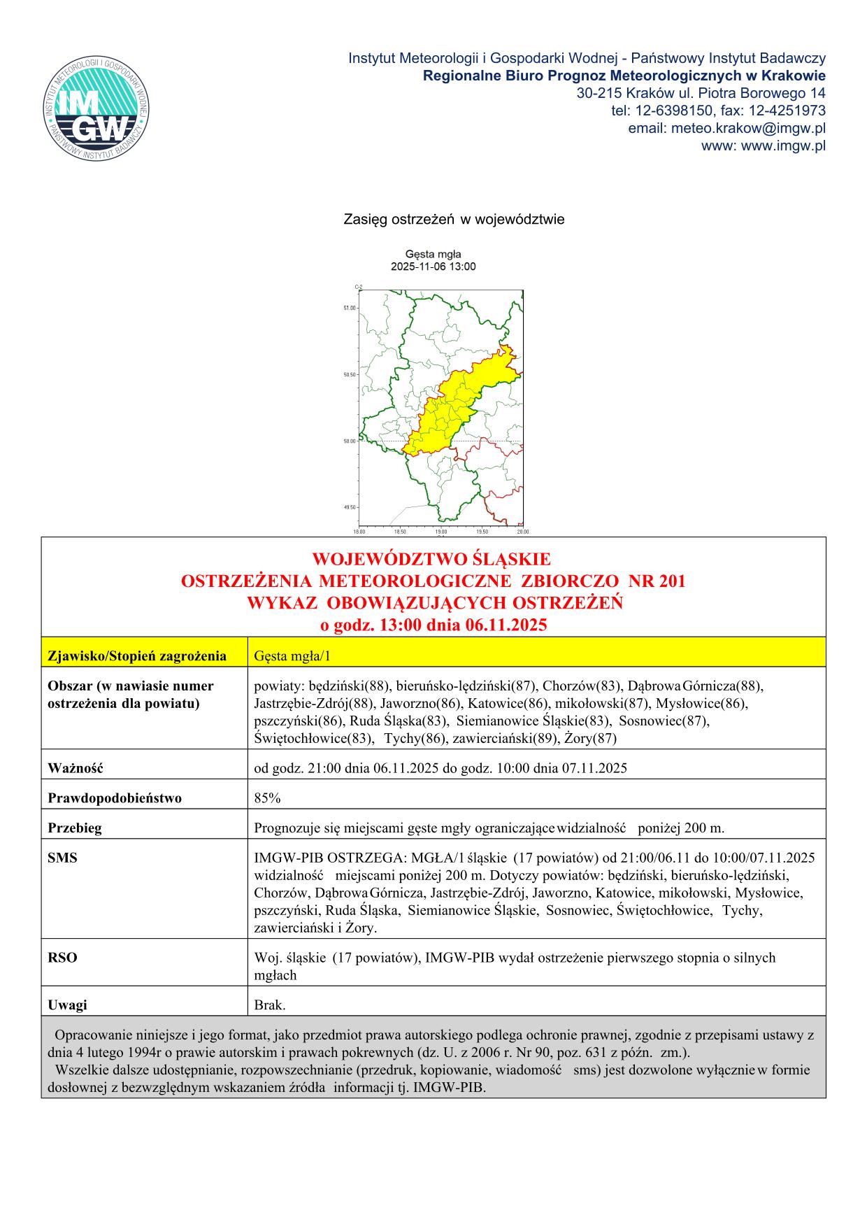 mapa wystąpienia zjawiska